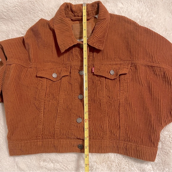 Levi's Cropped Corduroy Trucker Jacket Small Rust Burnt Orange - Picture 10 of 14